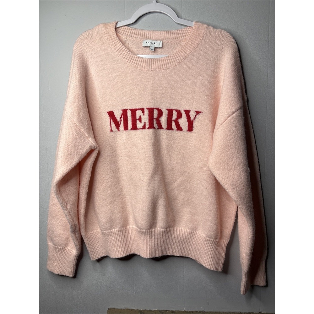 GILLI Women's Large Pale Pink MERRY SWEATER EUC‎